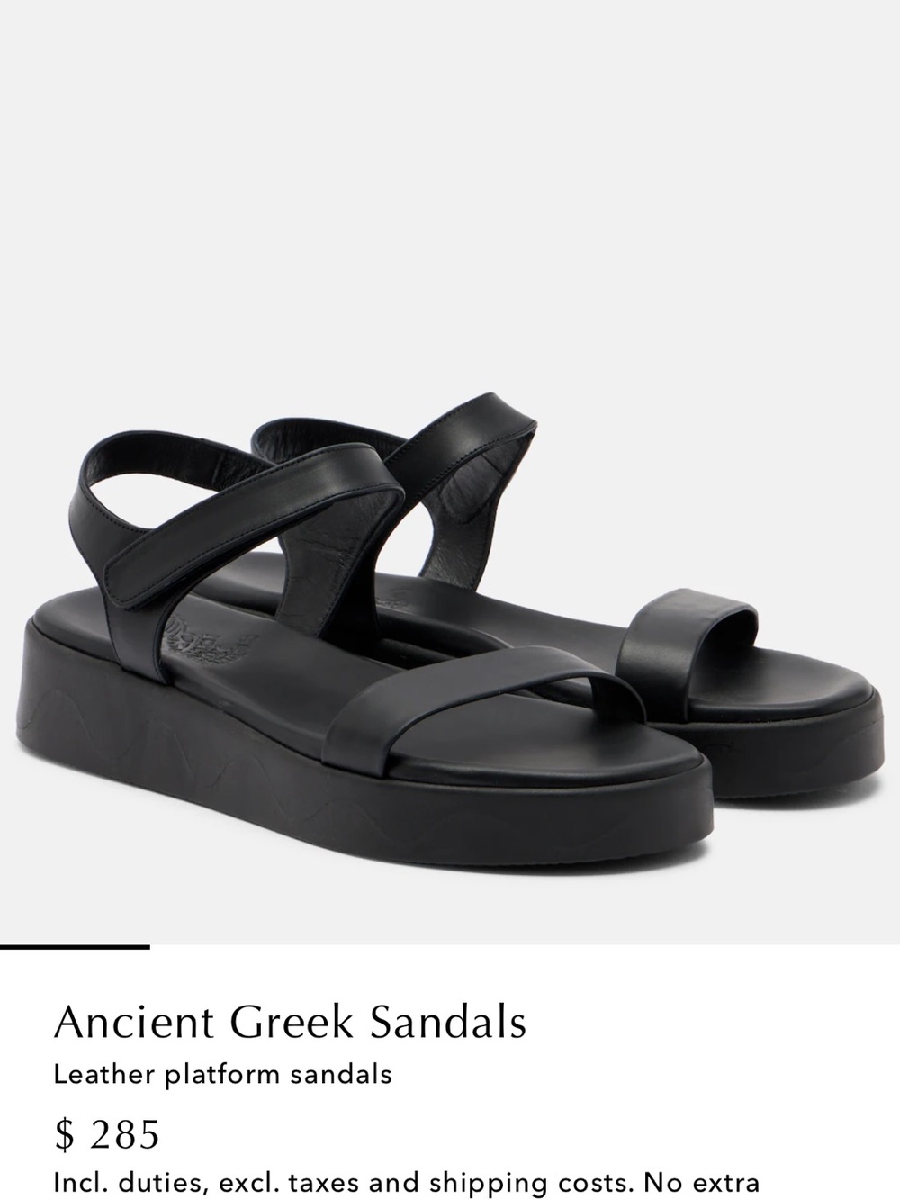 Ancient Greek Sandals Black Leather Platform Strap Sandals